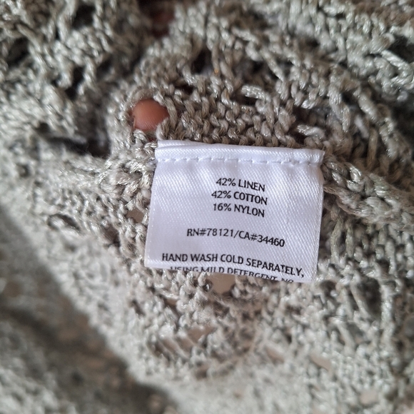 Eileen Fisher Women Rustic Luster Open Crochet Linen Blend Cardigan Small - Picture 5 of 6